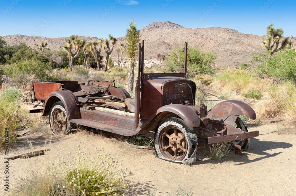 Abandoned car in desert
