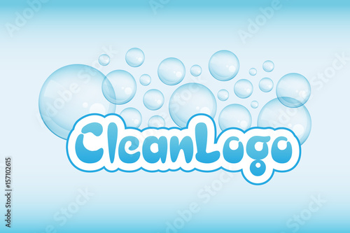 Laundry, Dry,Housekeeping, Cleaners Logo Template. Bubble Clean Service Label