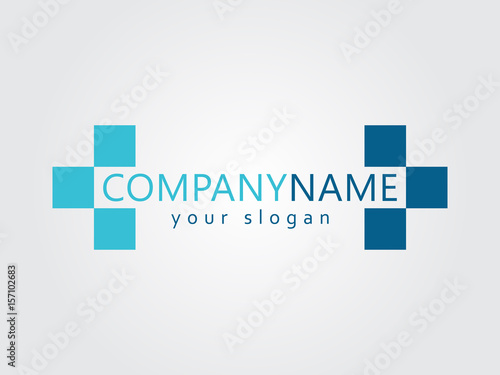 Abstract blue plus company vector logo
