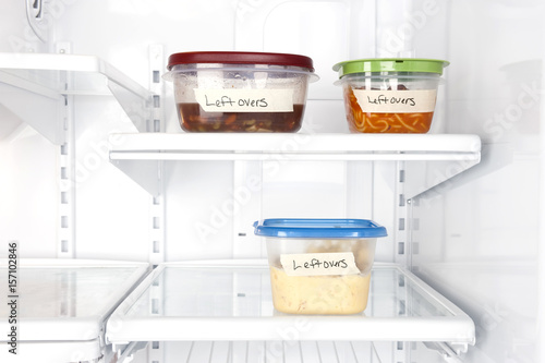 Leftovers in refrigerator photo