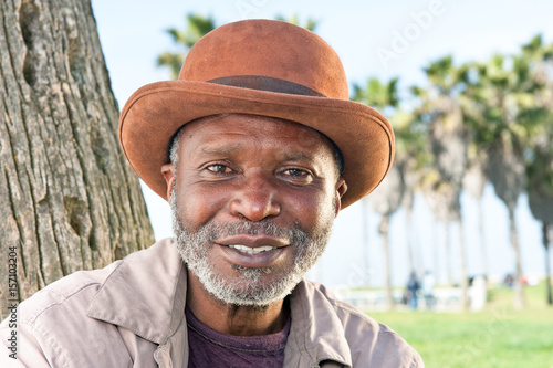 Elderly black man smiling