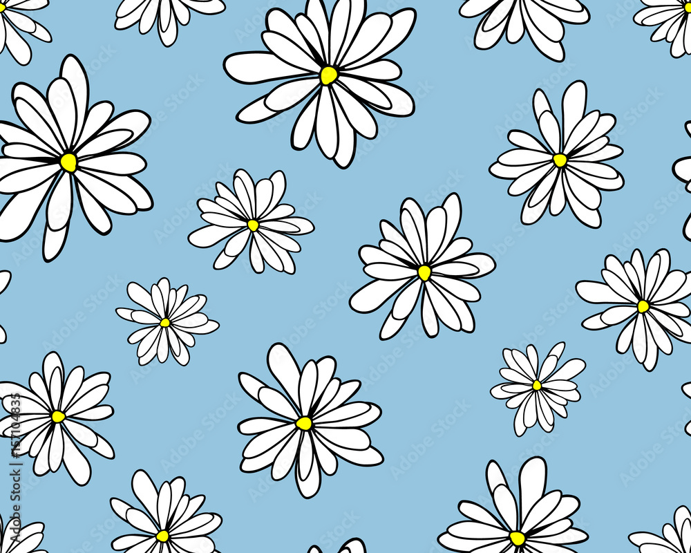 Garden of daisies seamless watercolor pattern Garden of daisies seamless watercolor pattern