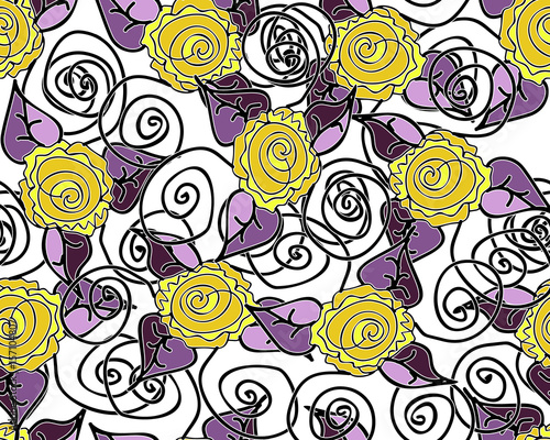 Elegant flowers fabric, seampless pattern. Vector illustration.