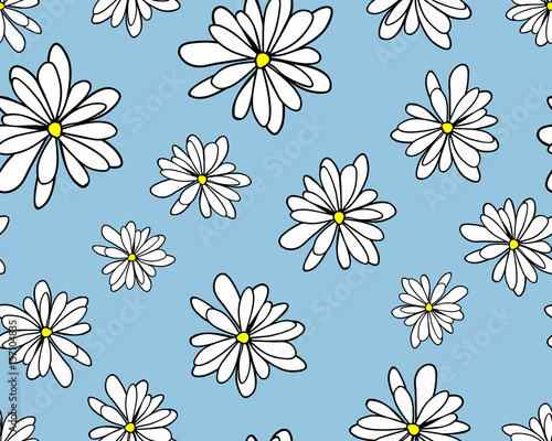 Garden of daisies seamless watercolor pattern