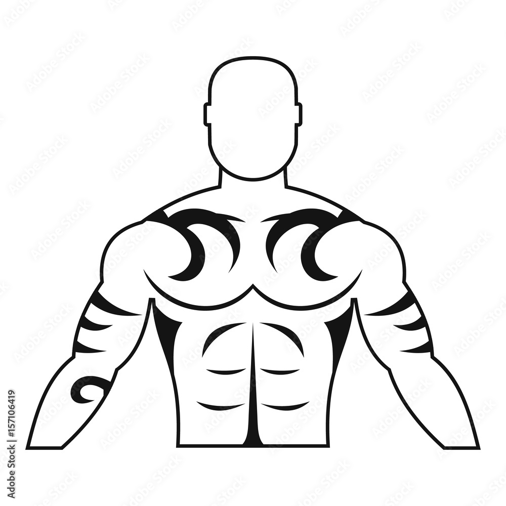 Muscular man with tattoo icon simple Muscular man with tattoo icon simple
