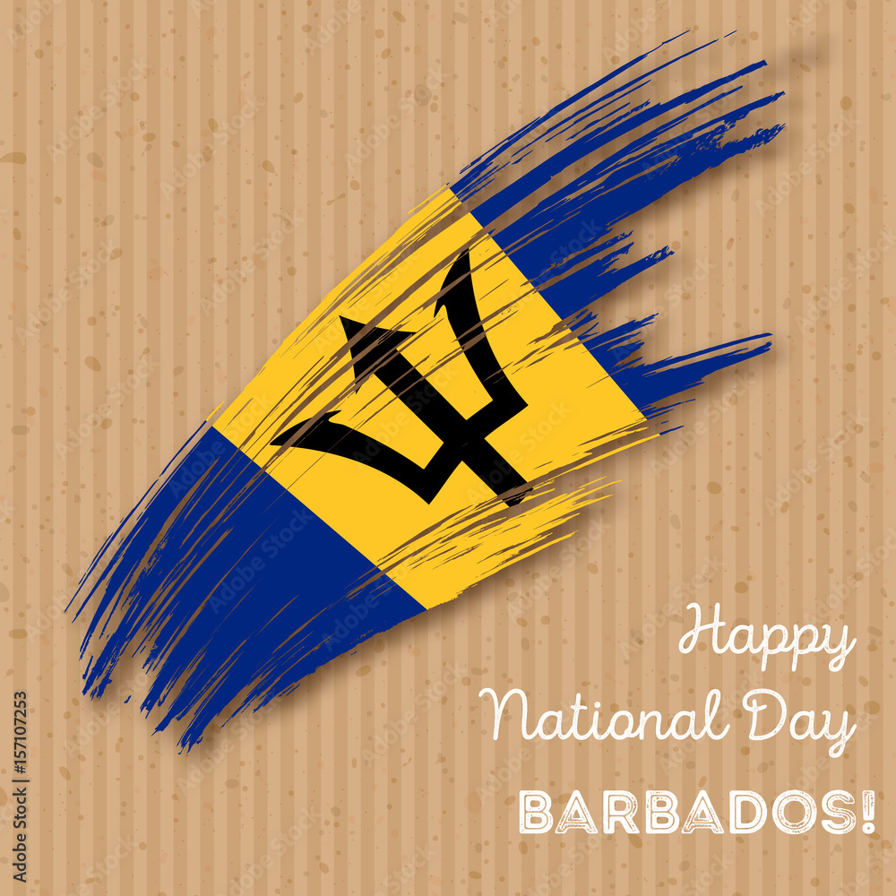 Barbados Independence Day Patriotic Design. Expressive Brush Stroke in  National Flag Colors on kraft paper background. Happy Independence Day  Barbados Vector Greeting Card. Stock Vector | Adobe Stock