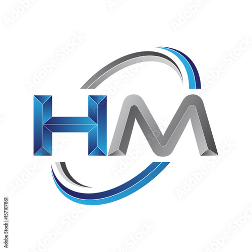 Simple initial letter logo modern swoosh HM