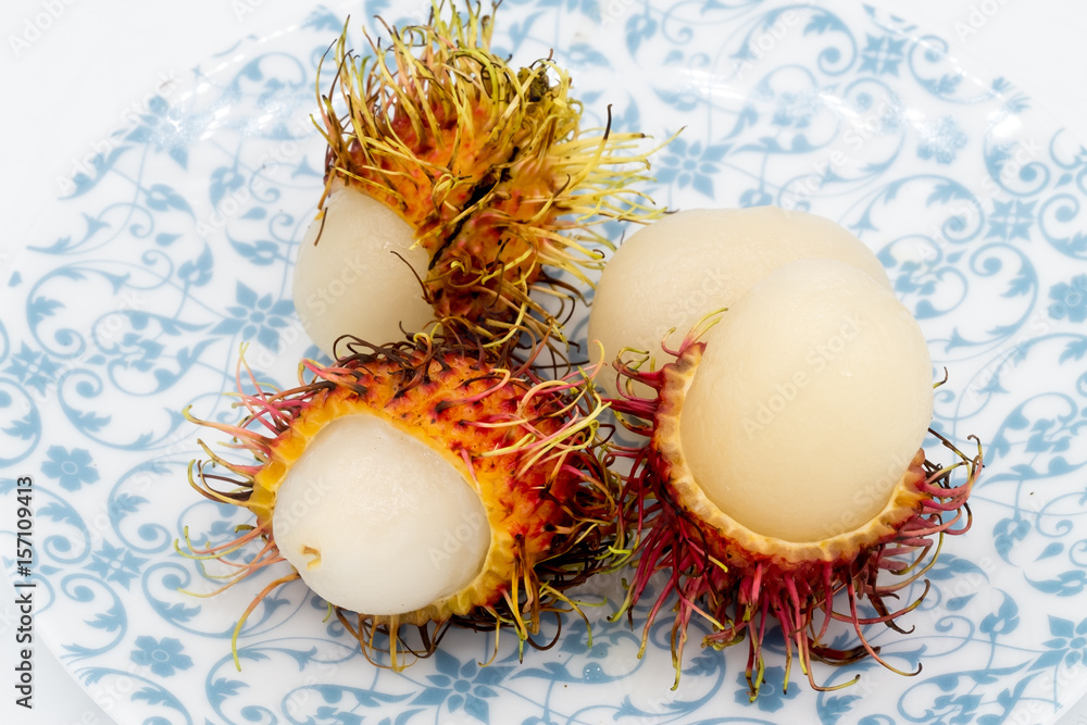 Rambutan on white background, Rambutan isolation Rambutan on white background, Rambutan isolation