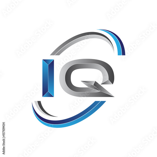 Simple initial letter logo modern swoosh IQ