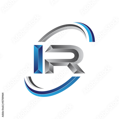 Simple initial letter logo modern swoosh IR