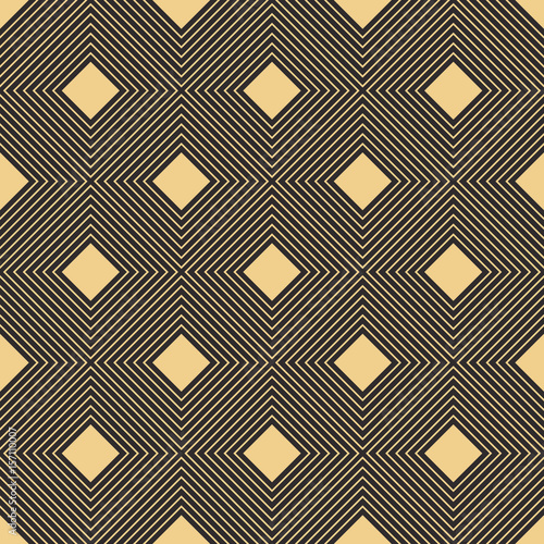 Seamless antique palette black and gold optical illusion op art diagonal squares pattern vector