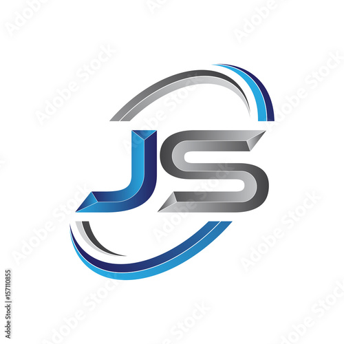 Simple initial letter logo modern swoosh JS