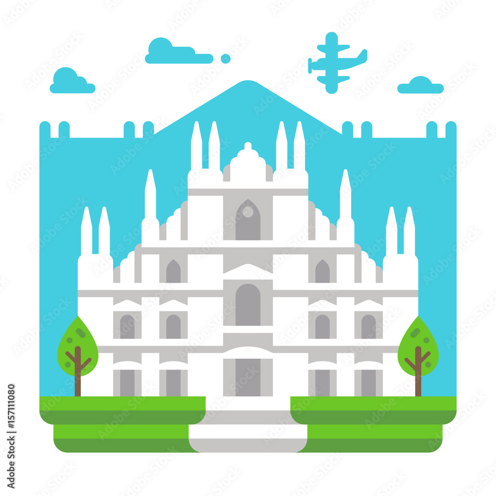 Fototapeta premium Flat design Milano Duomo
