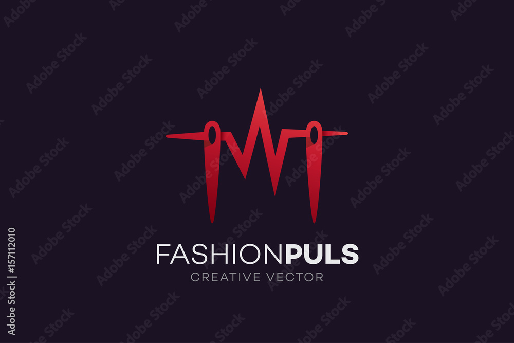 Tailor Needle Pulse Logo Letter M Tailor Needle Pulse Logo Letter M