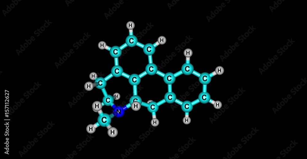 Aporphine molecular structure isolated on black Aporphine molecular structure isolated on black