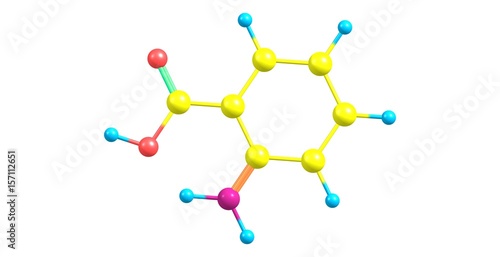 Anthranilic acid molecular structure isolated on white