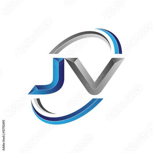 Simple initial letter logo modern swoosh JV