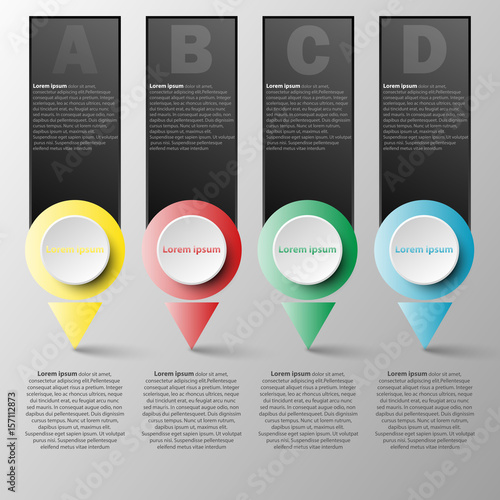 Vector infographics design template with four 3D colorful circle paper bullet point for content business infographic concept graphic design idea