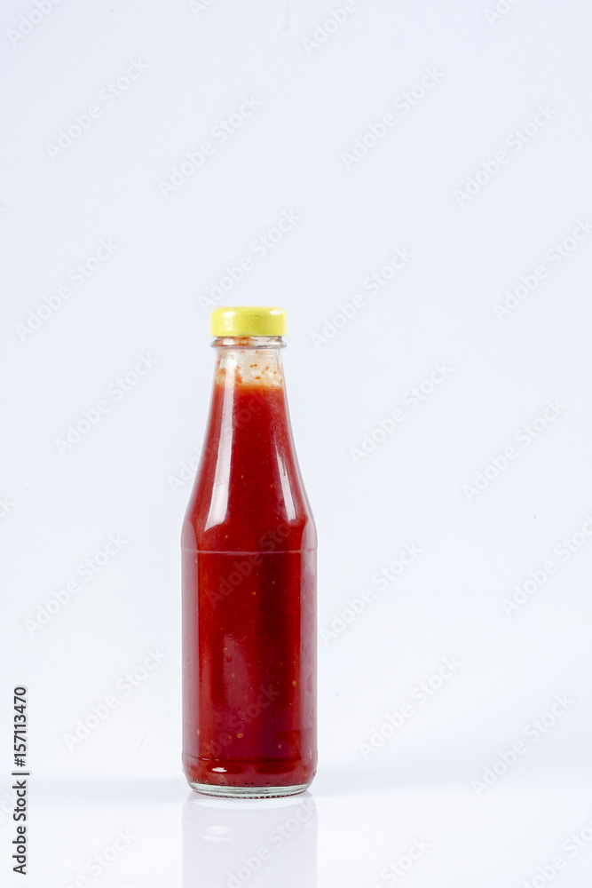 Bottle of Chili Sauce On White Background Bottle of Chili Sauce On White Background