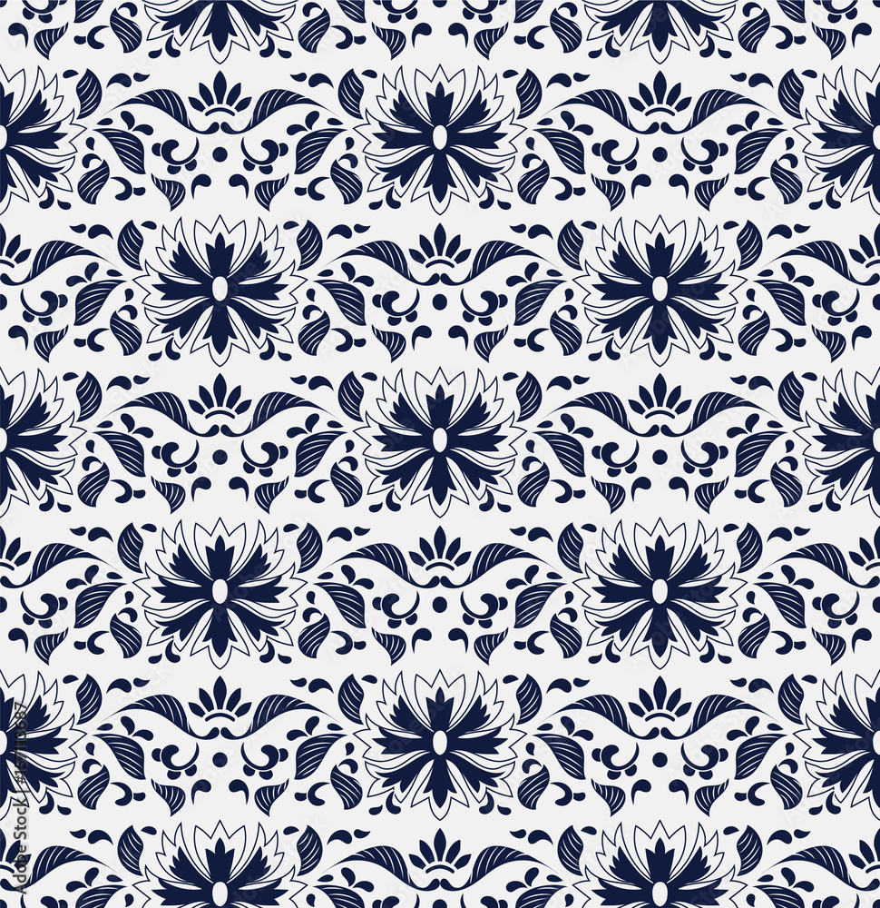 Seamless Blue Chinese Background botanic garden nature leaf flower chintz Seamless Blue Chinese Background botanic garden nature leaf flower chintz