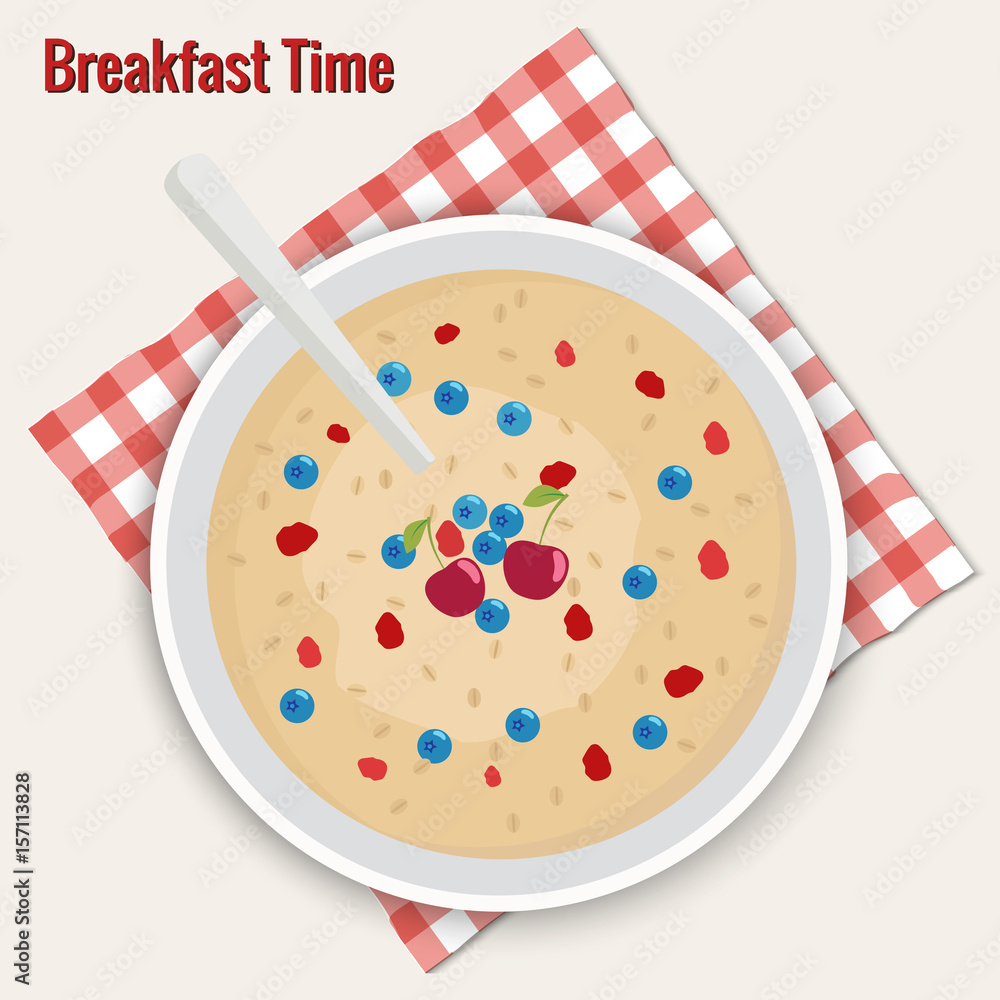 Oatmeal with berries. Vector illustration Oatmeal with berries. Vector illustration
