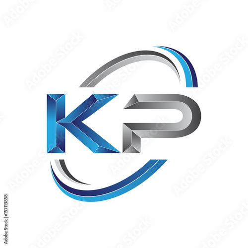 Simple initial letter logo modern swoosh KP