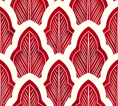 Seamless Vintage Chinese Background oriental botanic curve cross leaf chintz