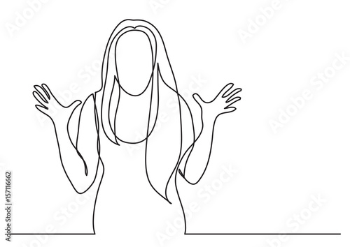 emotional upset woman - continuous line drawing