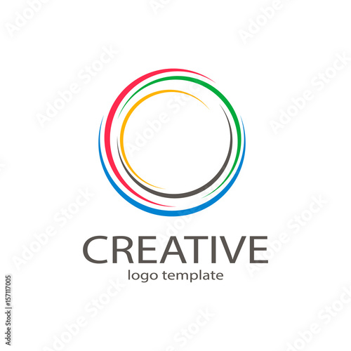Creative circle colorful logo symbol web geometric icon. Decorative modern design art emblem banner vector on isolated white background