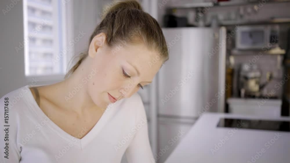caucasian woman indoor modern house city lifestyle technology caucasian woman indoor modern house city lifestyle technology