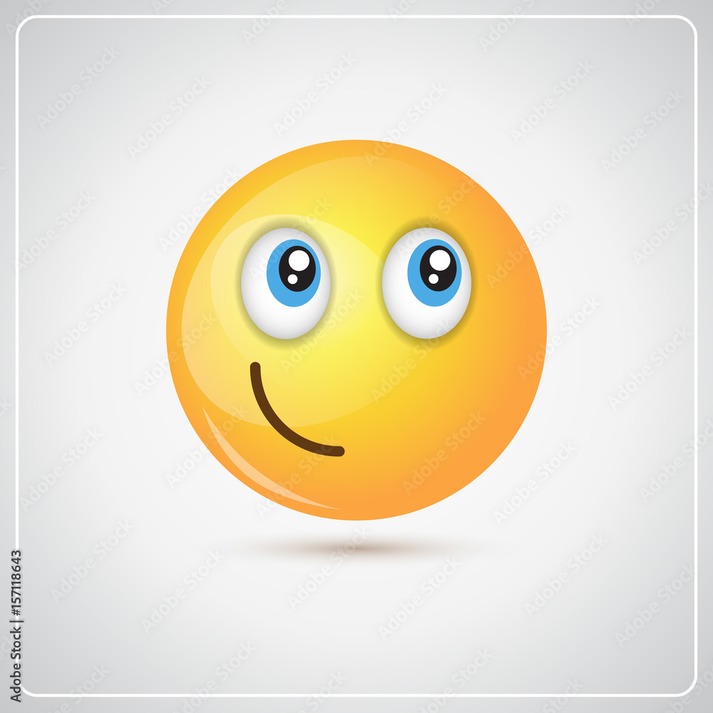 Yellow Smiling Cartoon Face Positive People Emotion Icon Flat Vector Illustration