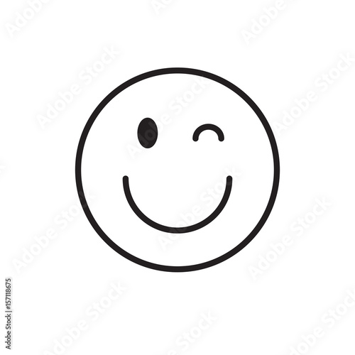 Smiling Cartoon Face Wink Positive People Emotion Icon Vector Illustration