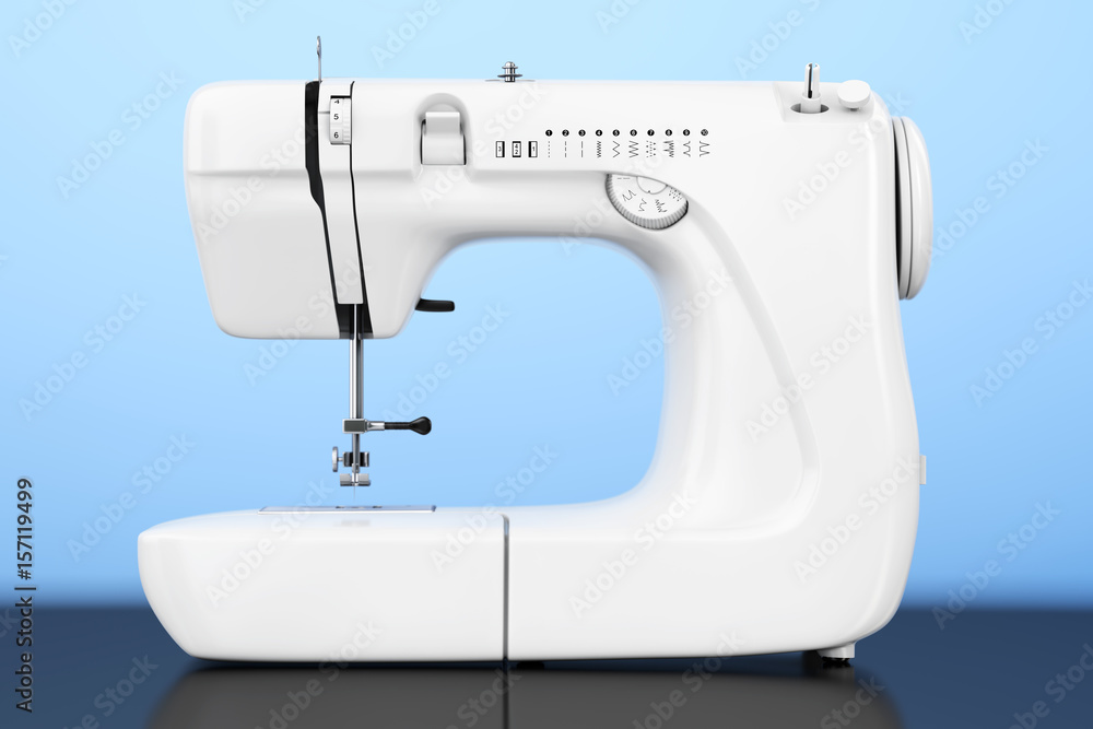 Modern White Sewing Machine. 3d Rendering Modern White Sewing Machine. 3d Rendering