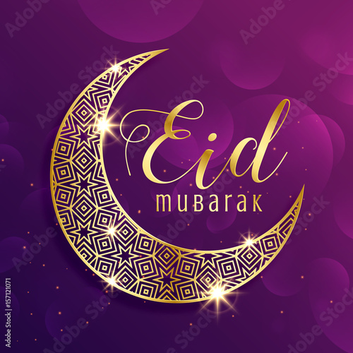 beautiful gold moon eid mubarak festival greeting background