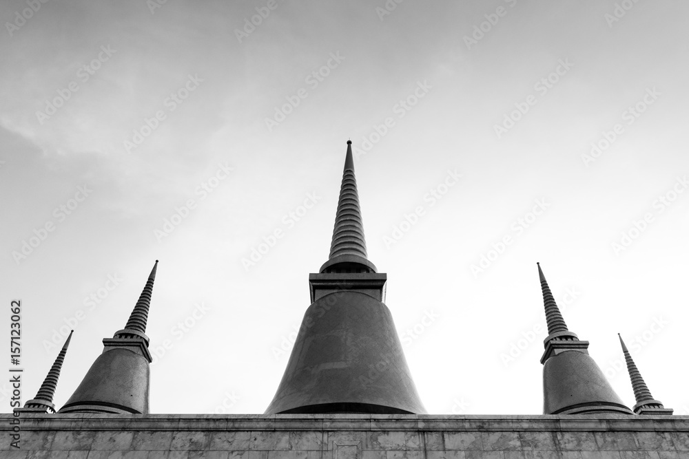 Pagoda in grand palace,black and white photography.