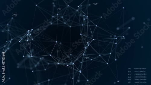 Dynamic plexus with numbers. Futuristic technology motion background.