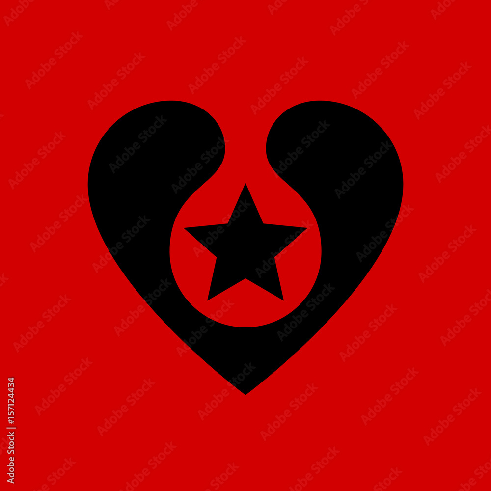 Black Heart with star inside. Vector design element, label or badge. Black Heart with star inside. Vector design element, label or badge.