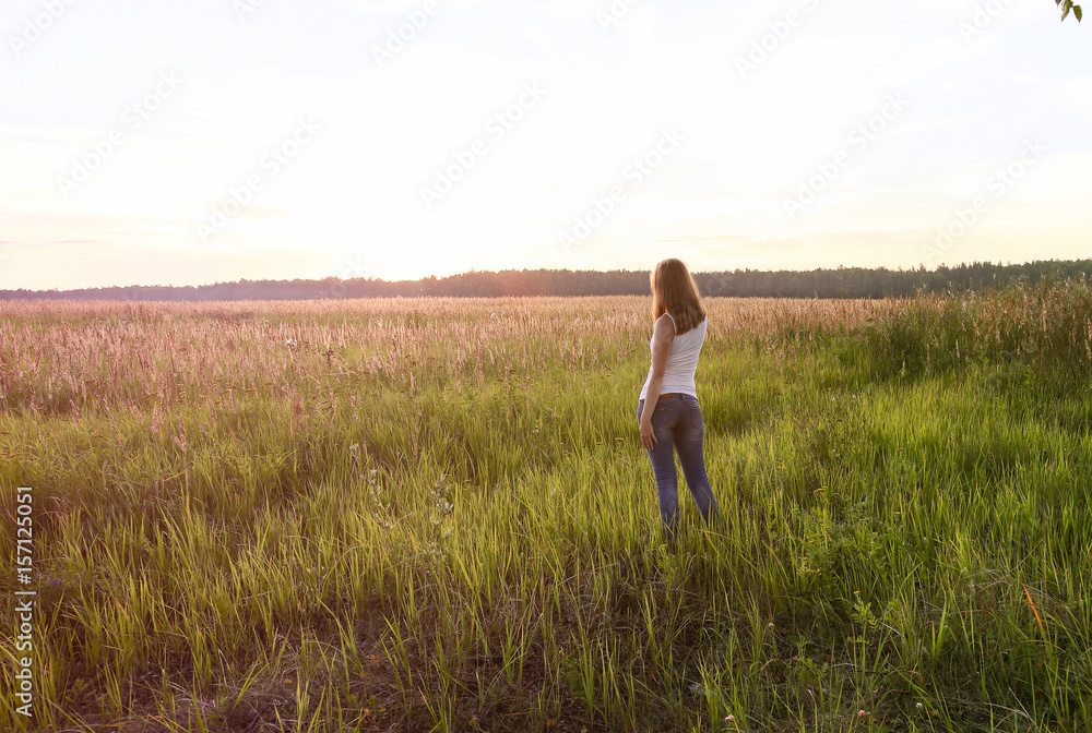 Beautiful blondie lady in field at sunset, feels happy. Instagram Beautiful blondie lady in field at sunset, feels happy. Instagram