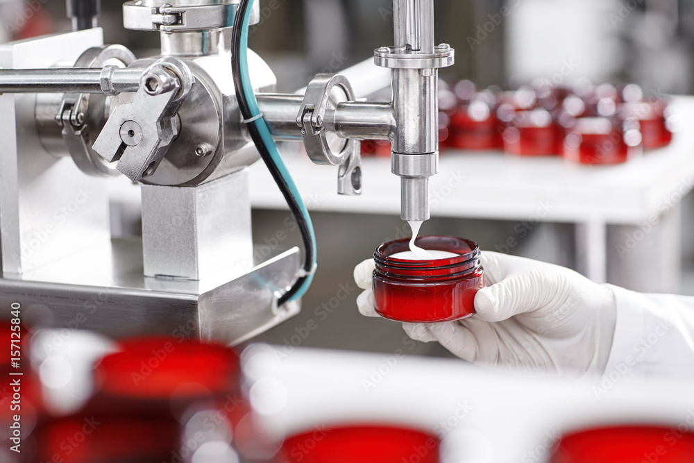 Production and packaging of cosmetics products. Cropped shot of factory