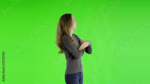 caucasian woman greenscreen cut out casual