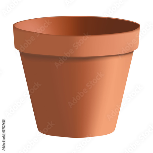 3d photorealistic clay pot on a white background. Flower clay pot. Pot for plants