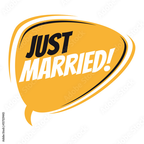 just married retro speech bubble