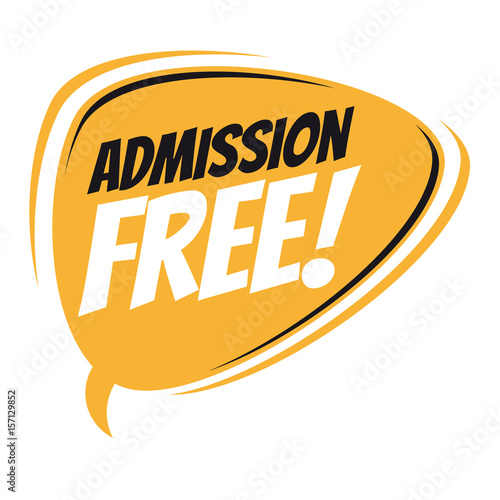 admission free retro speech bubble