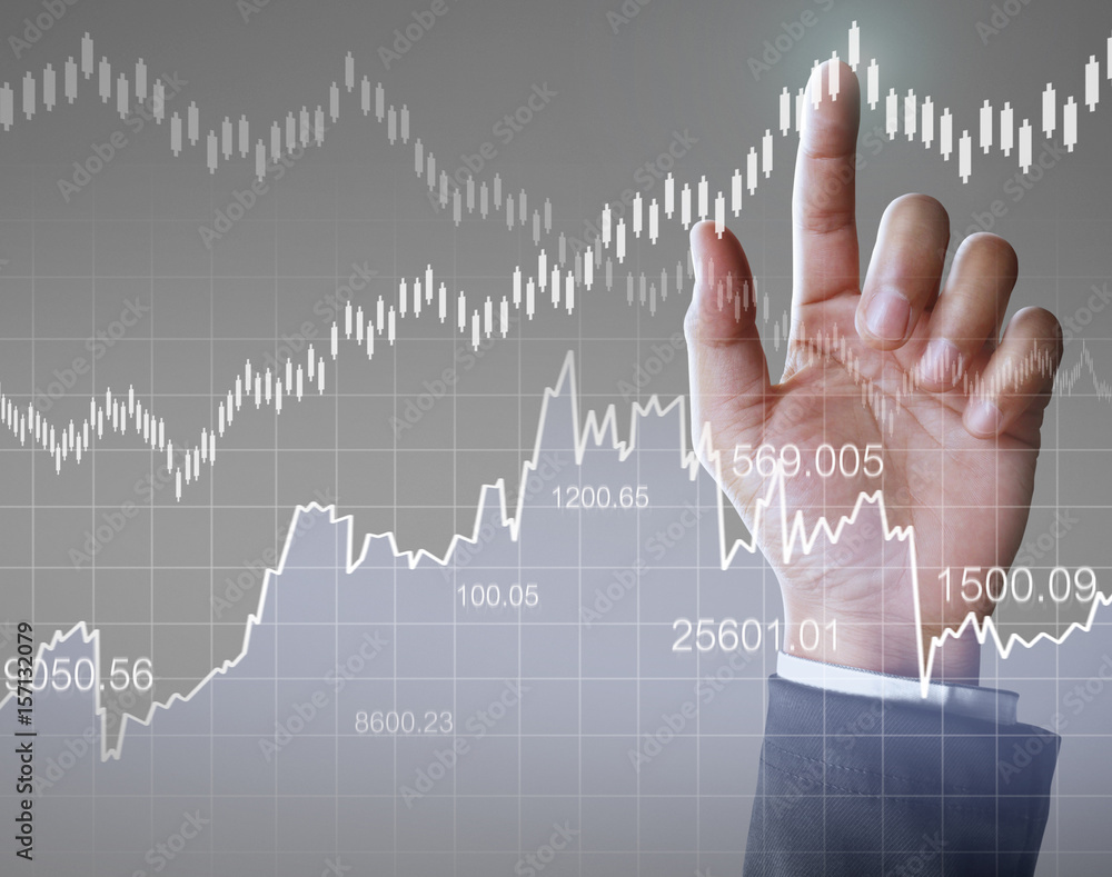 financial symbols coming from hand financial symbols coming from hand