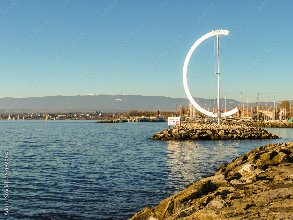 Lake Geneva, Ouchy port, Lausanne, Switzerland