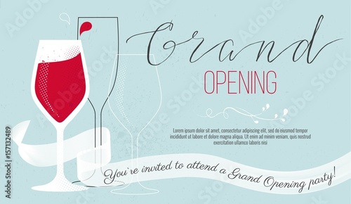 Cute invitation card You are invited to a ribbon-cutting ceremony. Grand opening concept, Vector illustration