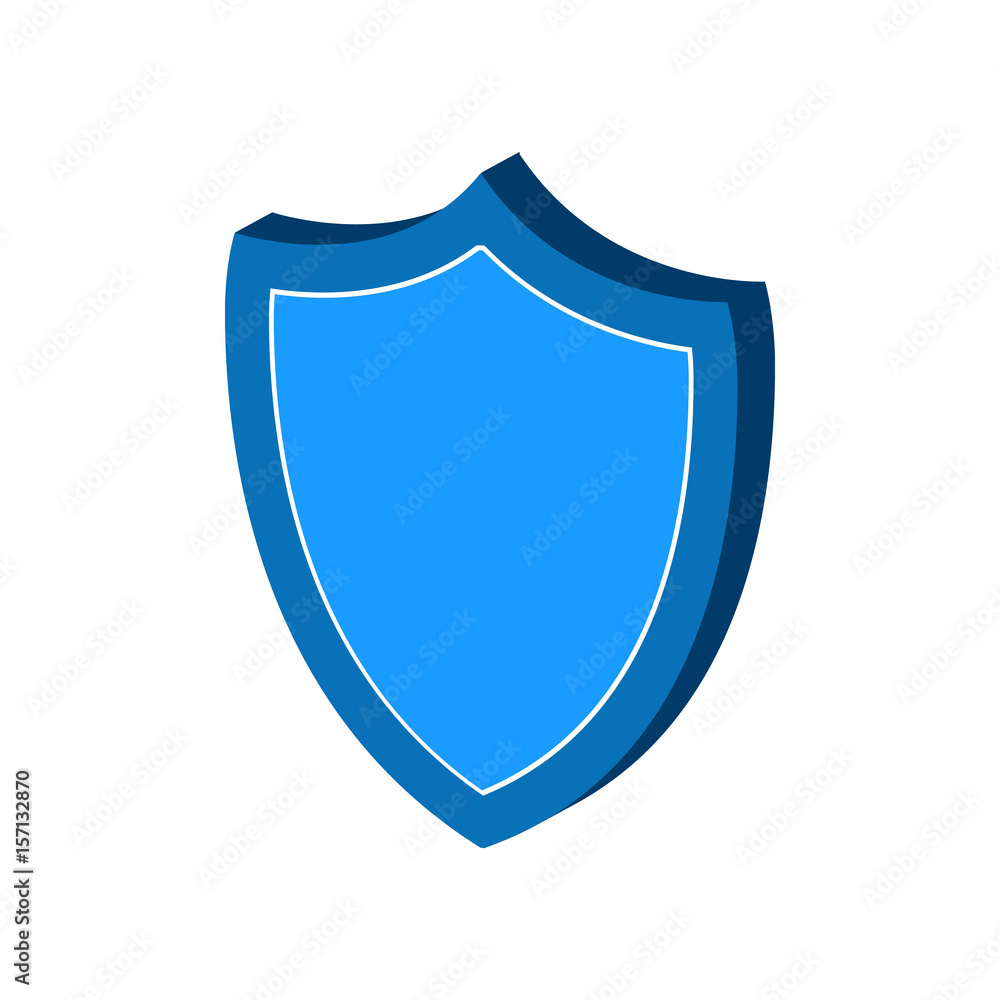 Shield, protection symbol. Flat Isometric Icon or Logo. 3D Style Pictogram for Web Design, UI, Mobile App, Infographic.