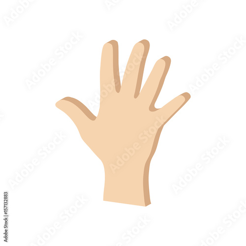 Hand palm symbol. Flat Isometric Icon or Logo. 3D Style Pictogram for Web Design, UI, Mobile App, Infographic.