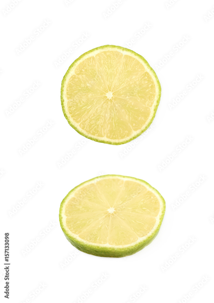 Single slice of a lime fruit Single slice of a lime fruit