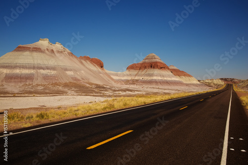 Petrified Forest Road in Petrified Forest National Park, Arizona USA